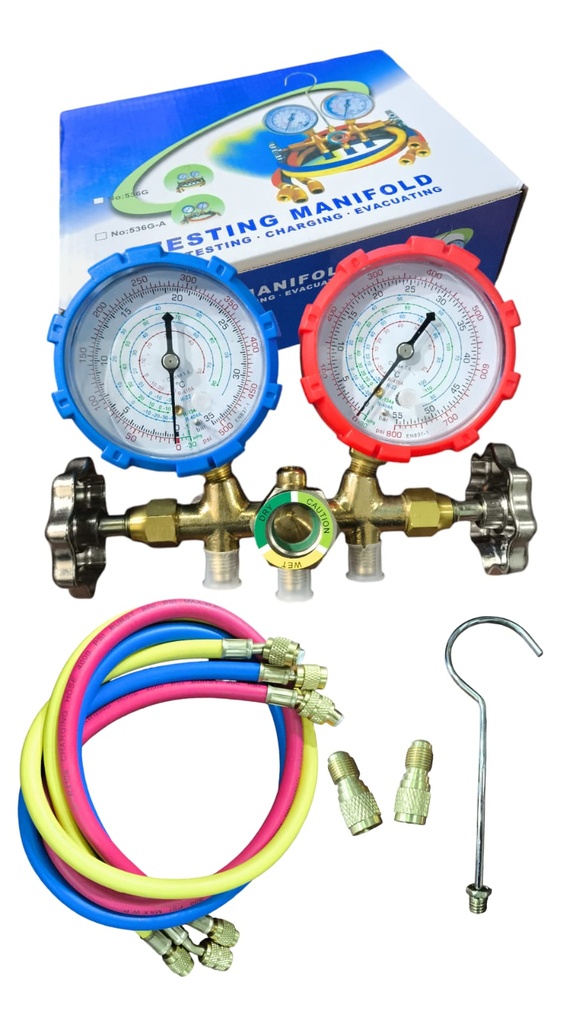 MANIFOLD  R32-R-22-R-134A-R-404A-R-410A CUERPO DE BRONCE