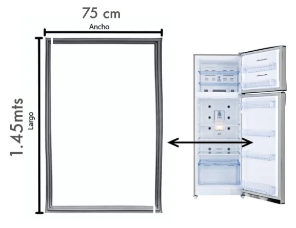 JUEGO DE BURLETE GRIS A TORNILLO P/ HELADERA CON FREEZER 1450X750 PERFIL 1095 - PUERTA INFERIOR