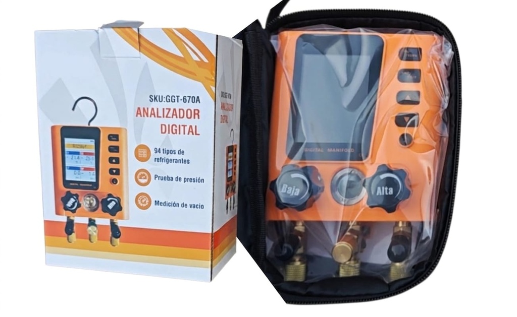 MANIFOLD DIGITAL GGT-670A - 96 TIPOS DE REFRIGERANTES