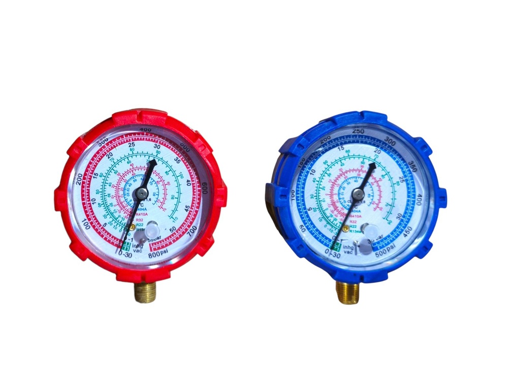 KIT RELOJES ALTA Y BAJA MANOMETRO R32 - R-22 - R-134a - R-404a - R-410a